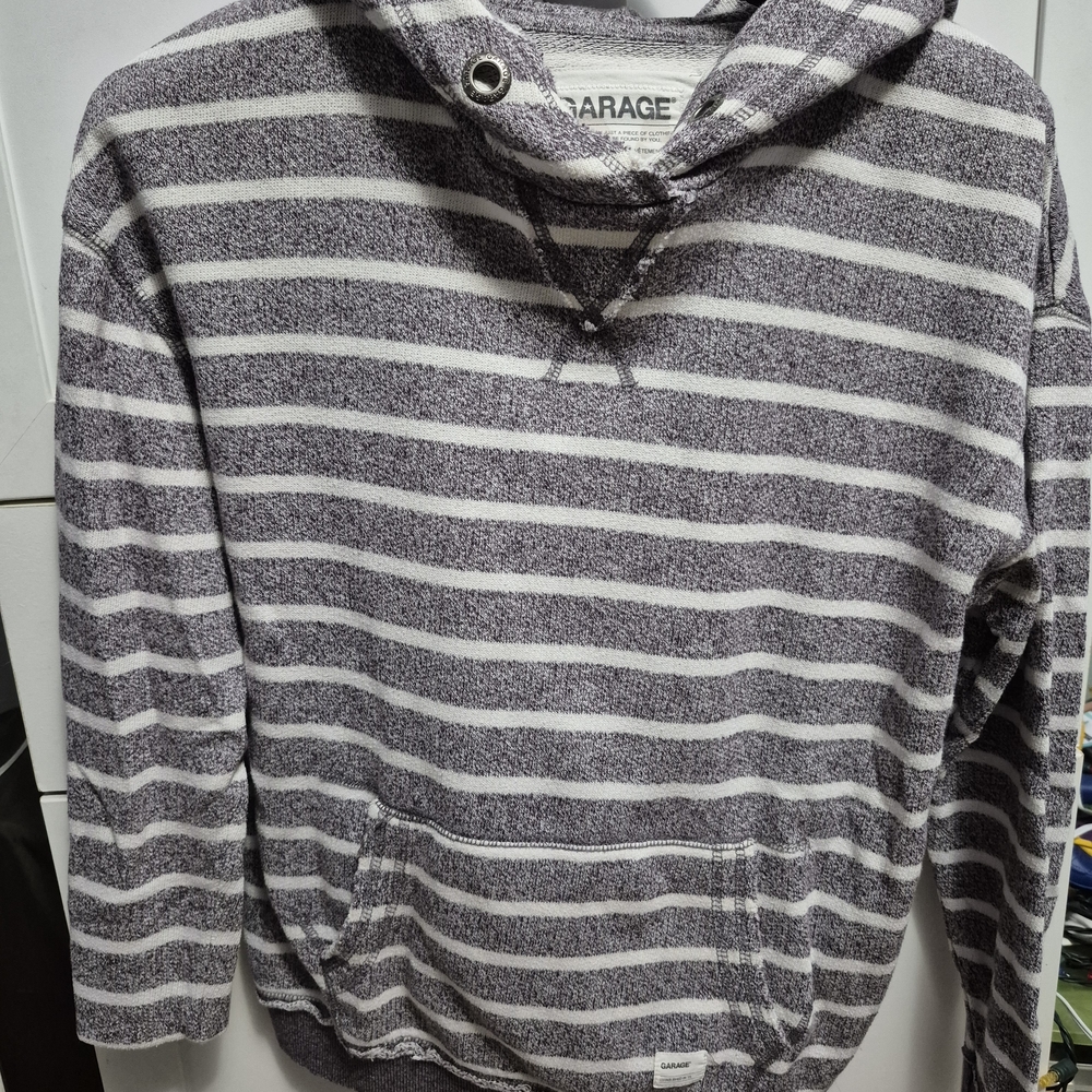 Garage Heathered Gray Striped Hoodie